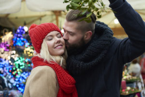 kiss under the mistletoe